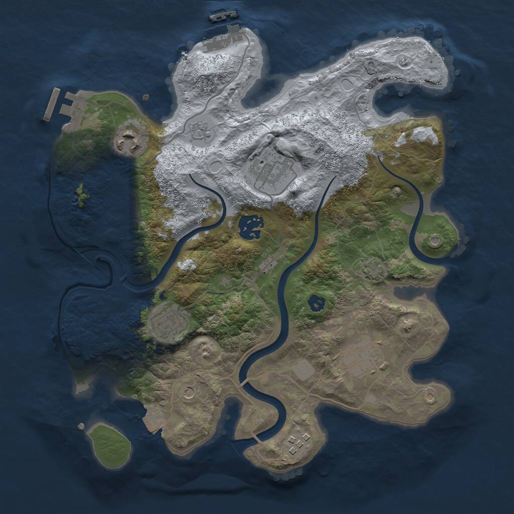 Rust Map: Procedural Map, Size: 3000, Seed: 848441484, 12 Monuments