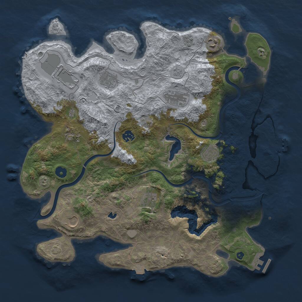 Rust Map: Procedural Map, Size: 4000, Seed: 1161194551, 16 Monuments
