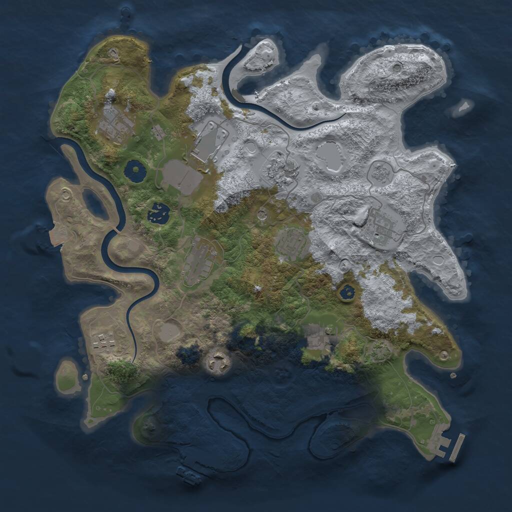 Rust Map: Procedural Map, Size: 3500, Seed: 468207697, 16 Monuments