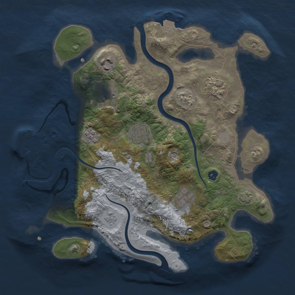 Rust Map: Procedural Map, Size: 3000, Seed: 832433633, 11 Monuments