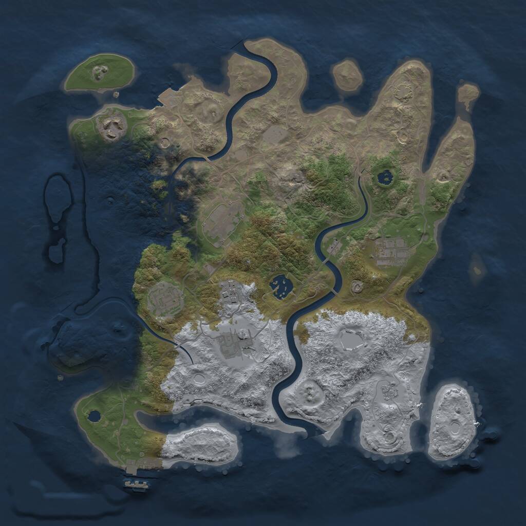 Rust Map: Procedural Map, Size: 3500, Seed: 1266623690, 12 Monuments