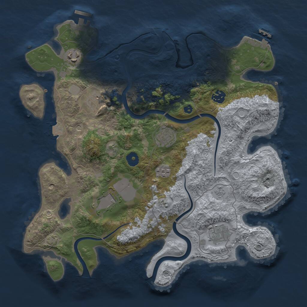 Rust Map: Procedural Map, Size: 3500, Seed: 489027485, 13 Monuments