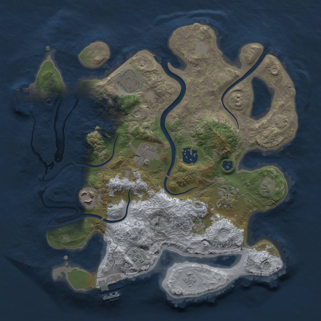 Rust Map: Procedural Map, Size: 3000, Seed: 15632, 12 Monuments