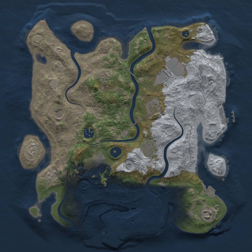 Rust Map: Procedural Map, Size: 3500, Seed: 602293778, 15 Monuments