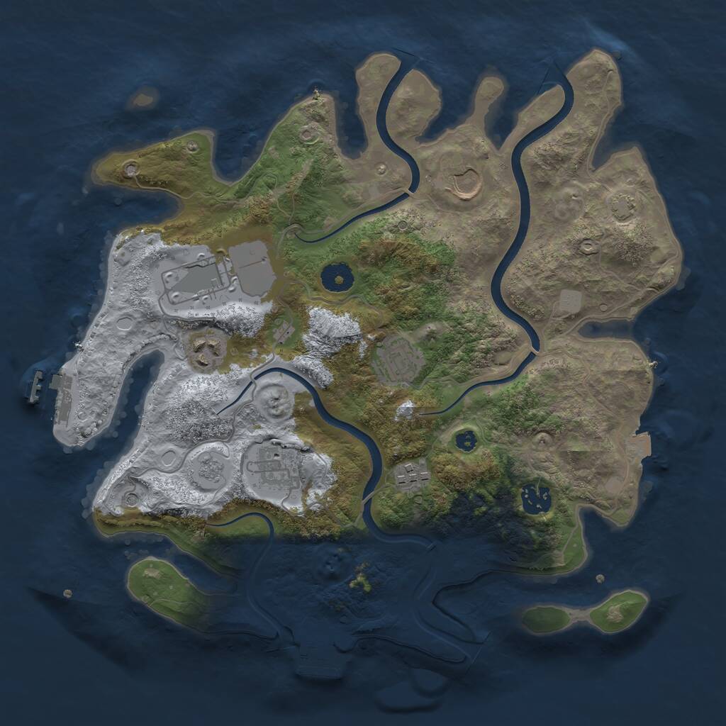 Rust Map: Procedural Map, Size: 3500, Seed: 613333763, 13 Monuments