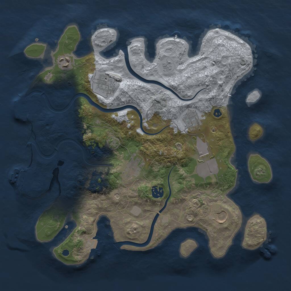Rust Map: Procedural Map, Size: 3500, Seed: 34752768, 13 Monuments