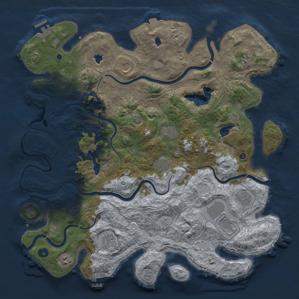Rust Map: Procedural Map, Size: 4500, Seed: 2136758, 15 Monuments