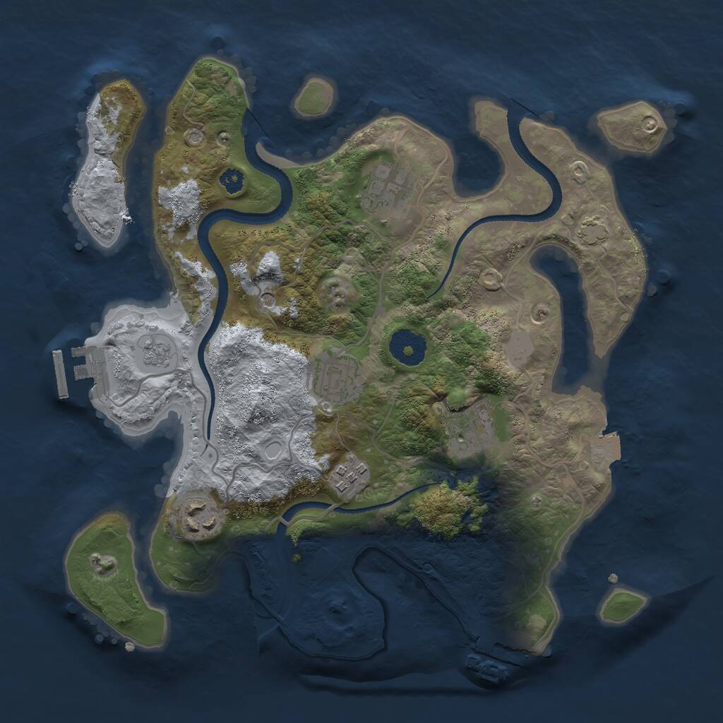Rust Map: Procedural Map, Size: 3000, Seed: 749186699, 11 Monuments