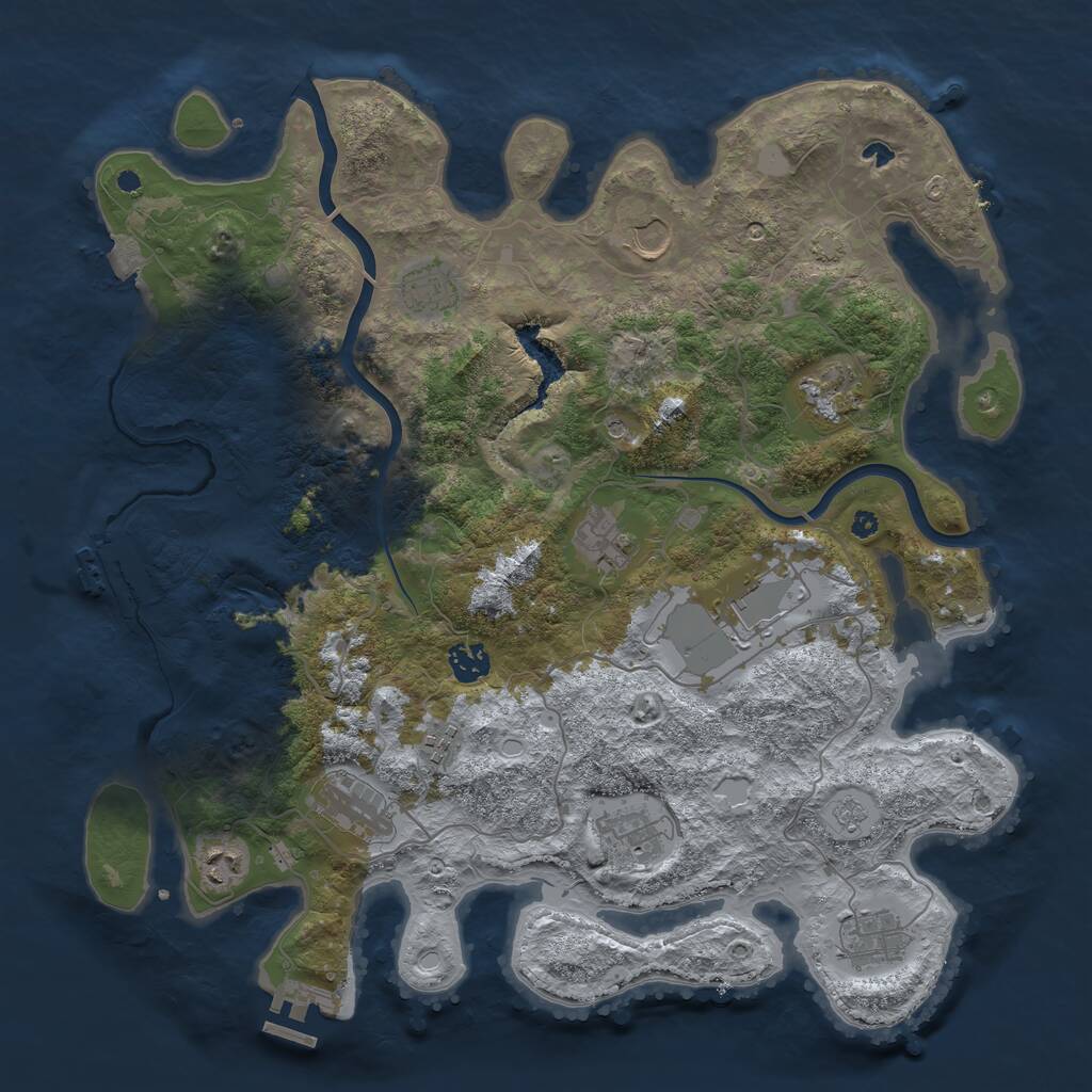 Rust Map: Procedural Map, Size: 4000, Seed: 987453, 17 Monuments