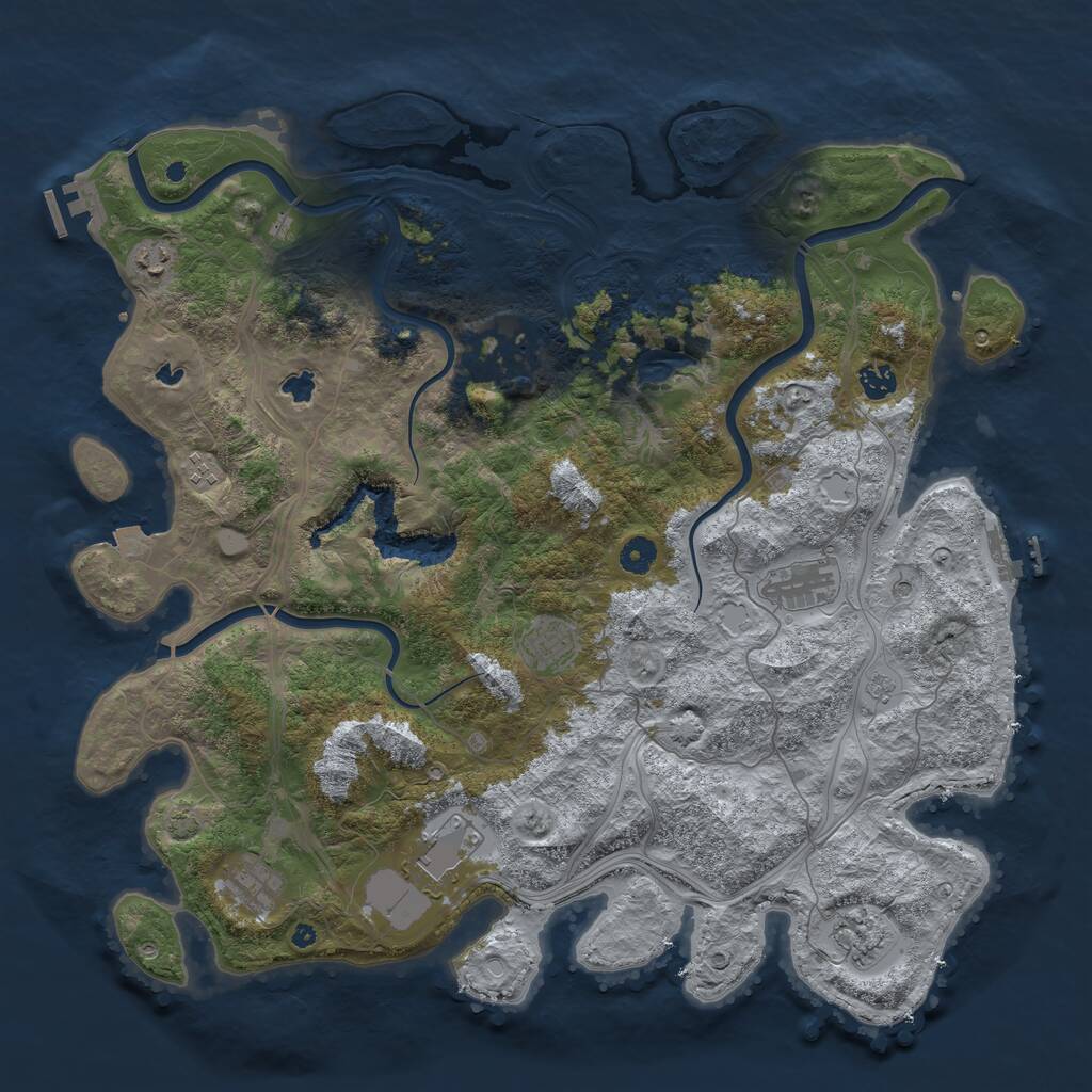 Rust Map: Procedural Map, Size: 4500, Seed: 1077064843, 15 Monuments