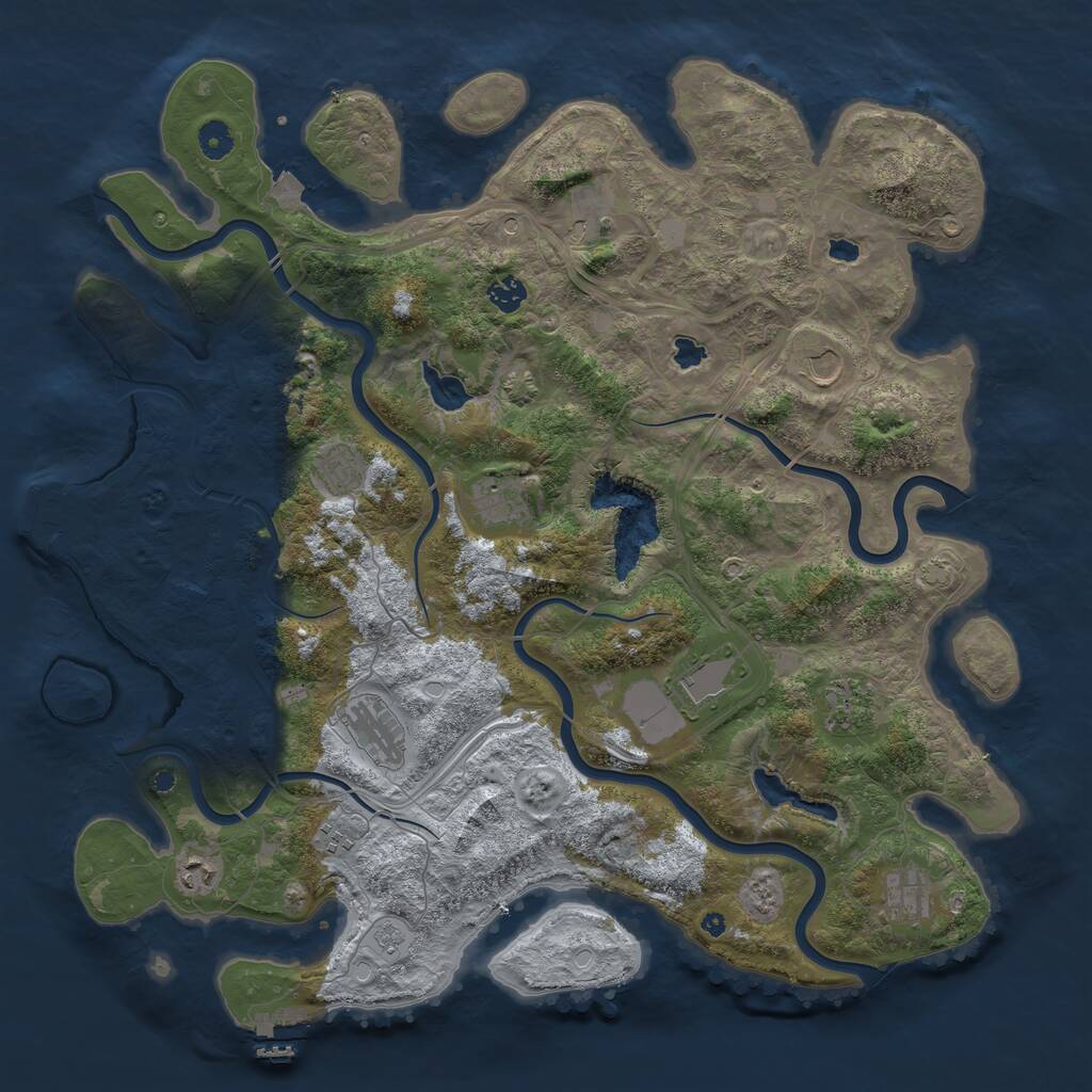 Rust Map: Procedural Map, Size: 4500, Seed: 101042635, 17 Monuments