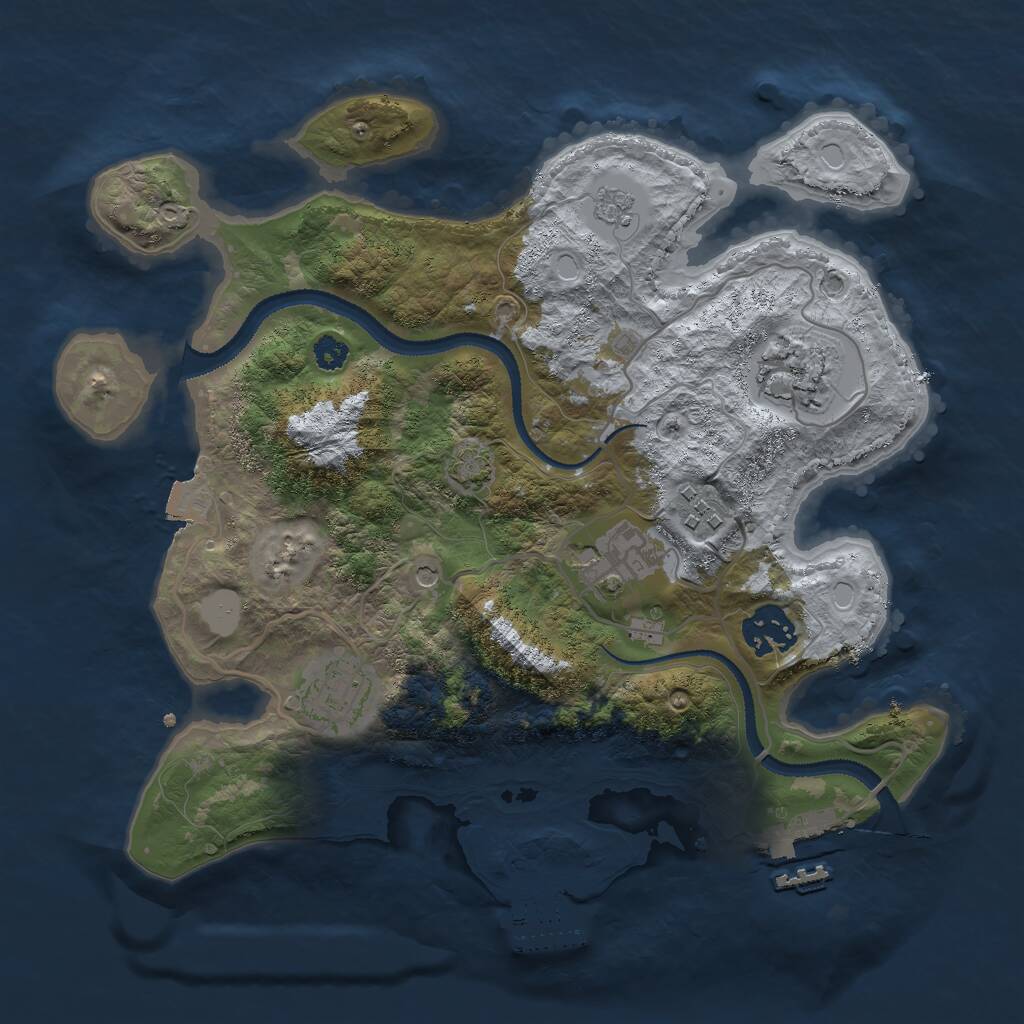 Rust Map: Procedural Map, Size: 3000, Seed: 384567123, 11 Monuments