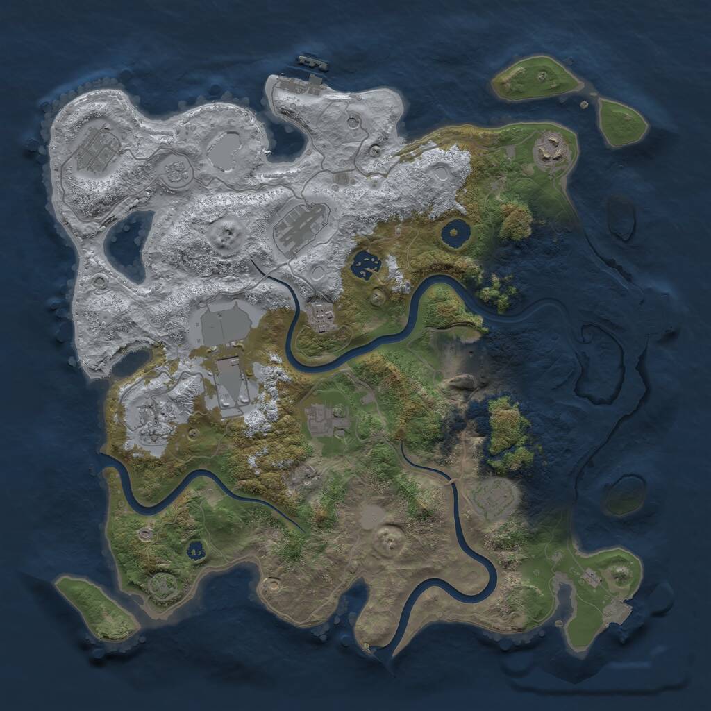 Rust Map: Procedural Map, Size: 3800, Seed: 836438176, 16 Monuments