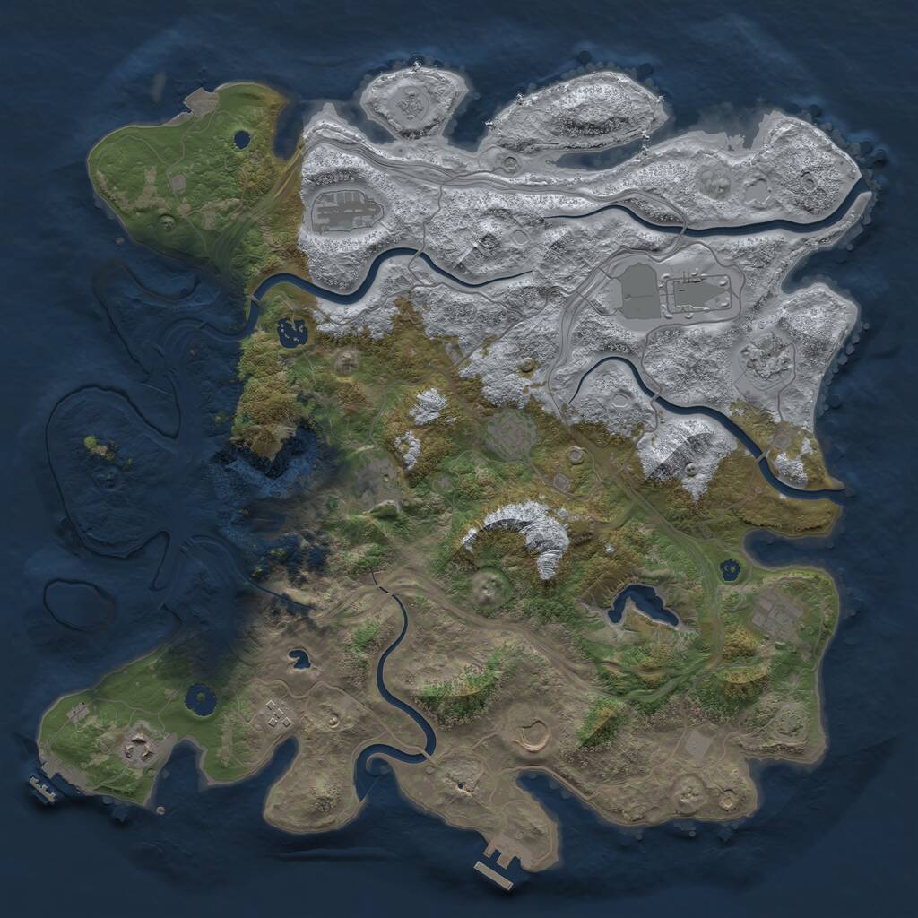 Rust Map: Procedural Map, Size: 4400, Seed: 1713007146, 16 Monuments