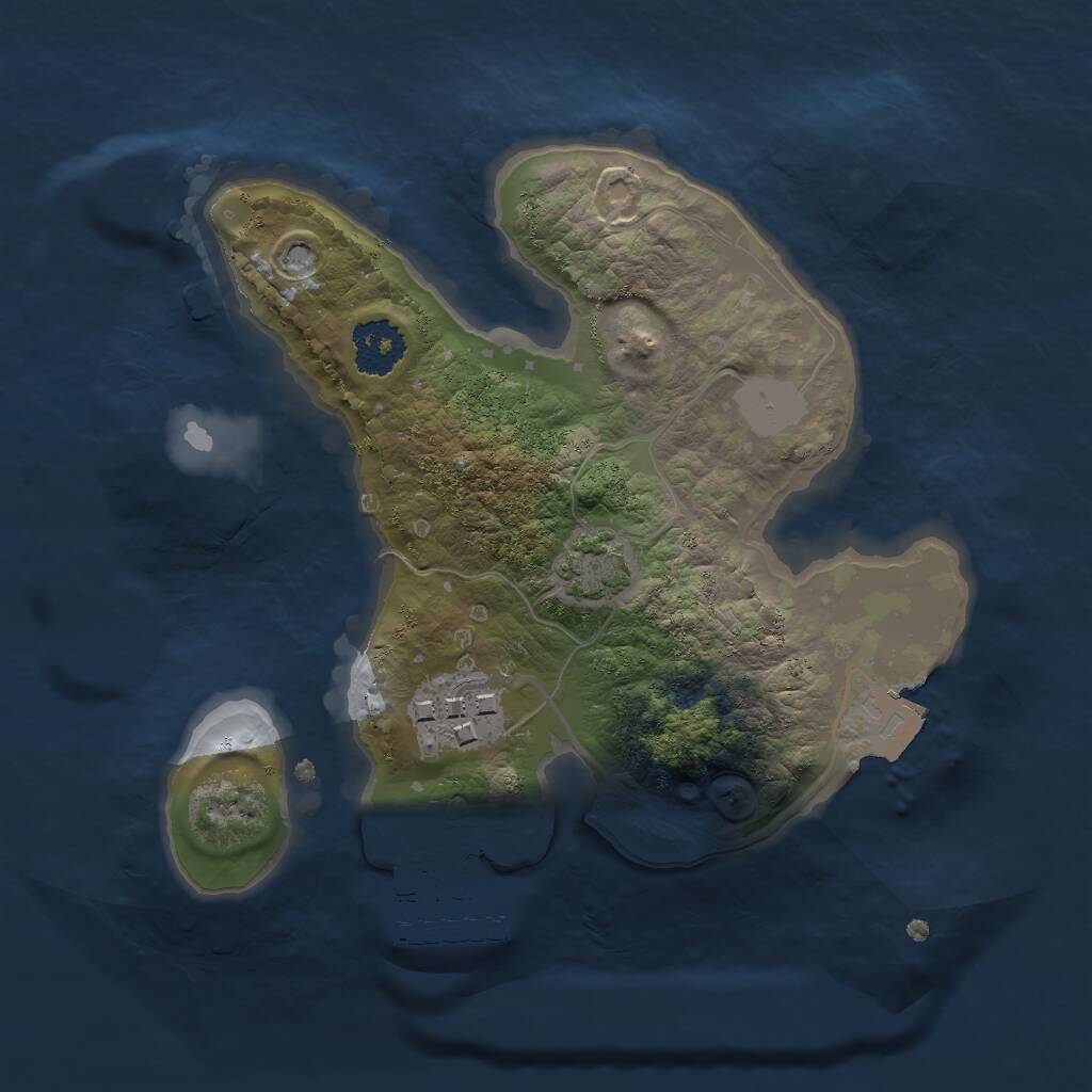 Rust Map: Procedural Map, Size: 2000, Seed: 1882649276, 4 Monuments