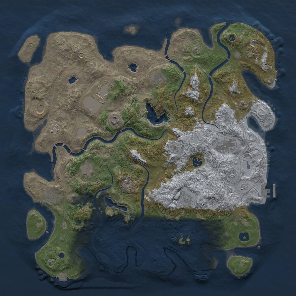 Rust Map: Procedural Map, Size: 4500, Seed: 397085423, 17 Monuments