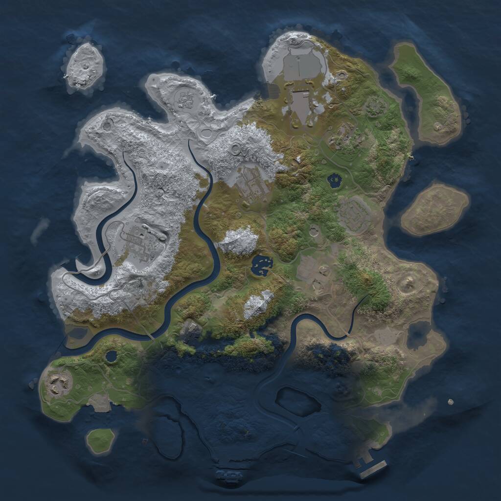 Rust Map: Procedural Map, Size: 3500, Seed: 268487227, 15 Monuments