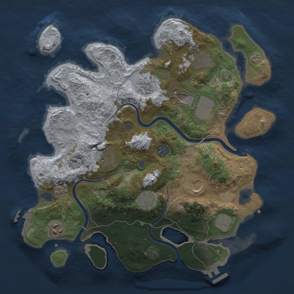 Rust Map: Procedural Map, Size: 3500, Seed: 268487227, 17 Monuments