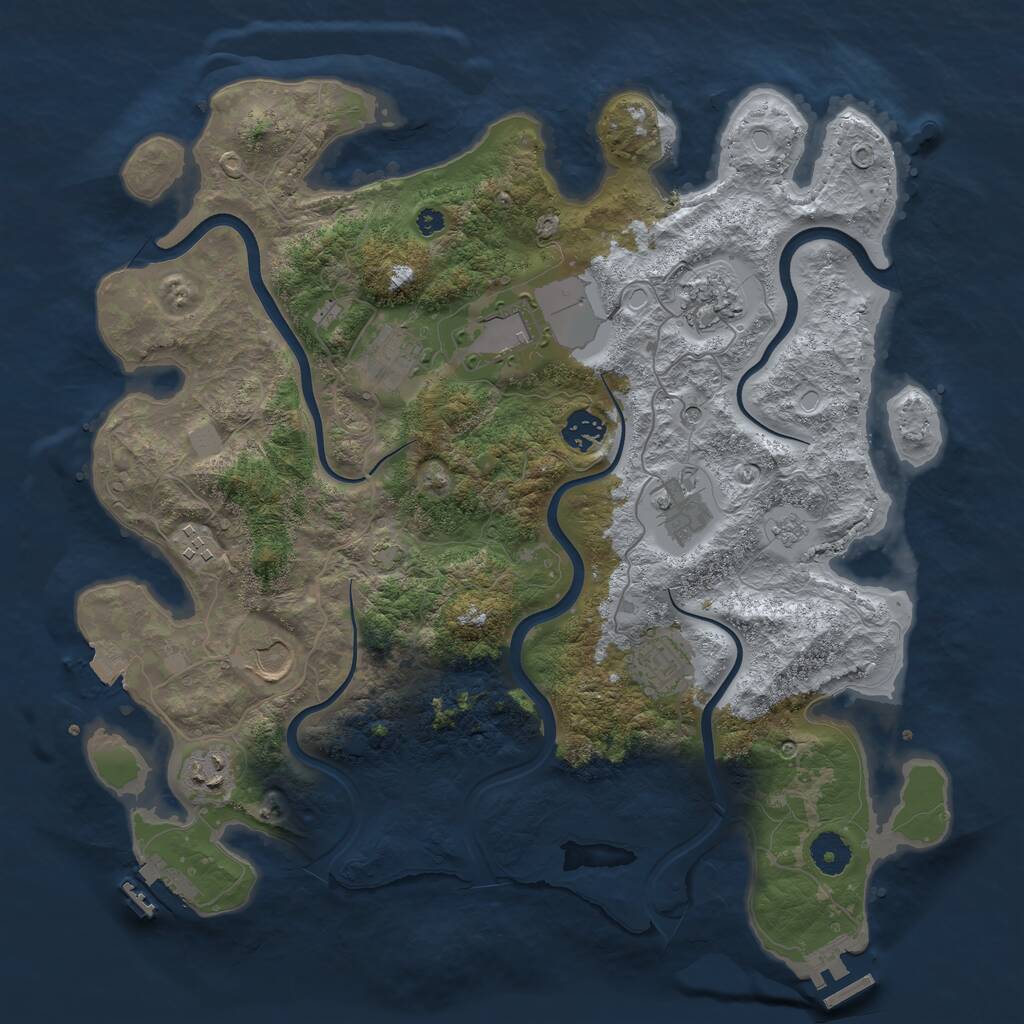 Rust Map: Procedural Map, Size: 3800, Seed: 1011000, 15 Monuments