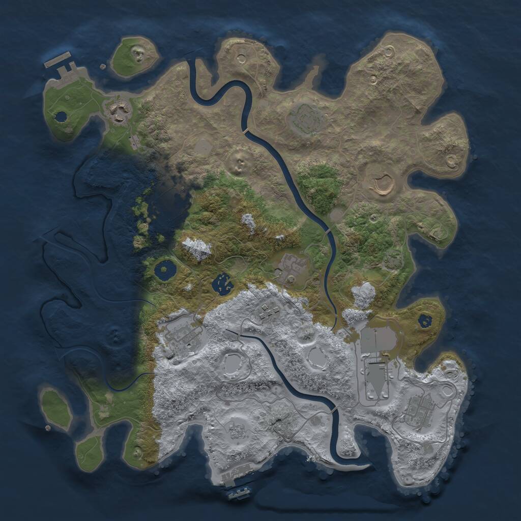 Rust Map: Procedural Map, Size: 3750, Seed: 1001409989, 16 Monuments