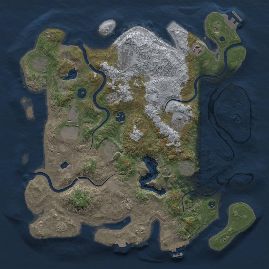Rust Map: Procedural Map, Size: 4050, Seed: 1092423282, 15 Monuments