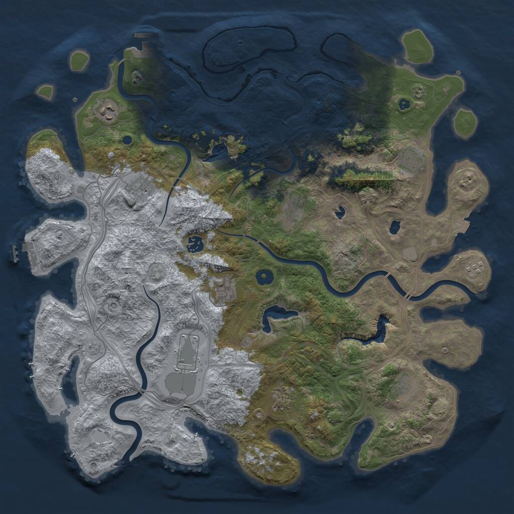 Rust Map: Procedural Map, Size: 4500, Seed: 1373804747, 16 Monuments