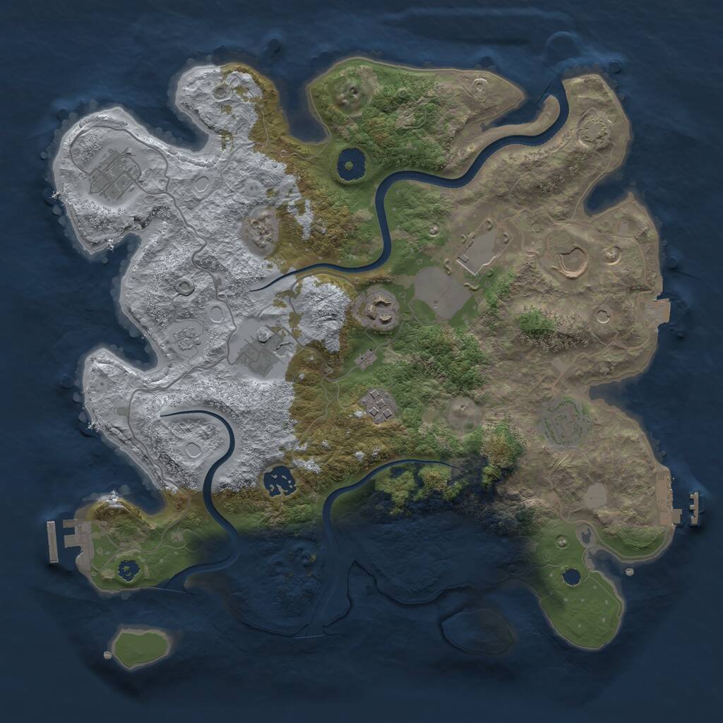 Rust Map: Procedural Map, Size: 3500, Seed: 2130990231, 14 Monuments