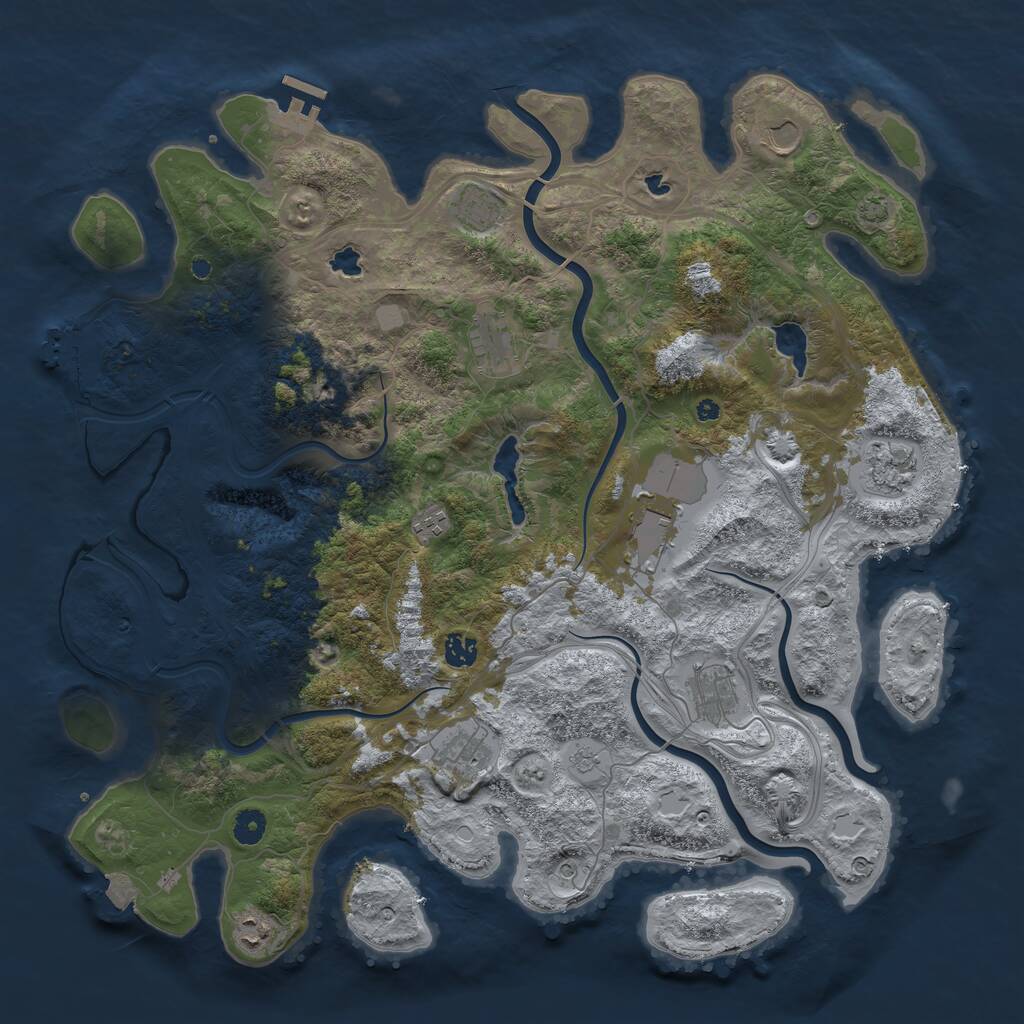 Rust Map: Procedural Map, Size: 4500, Seed: 356239, 16 Monuments