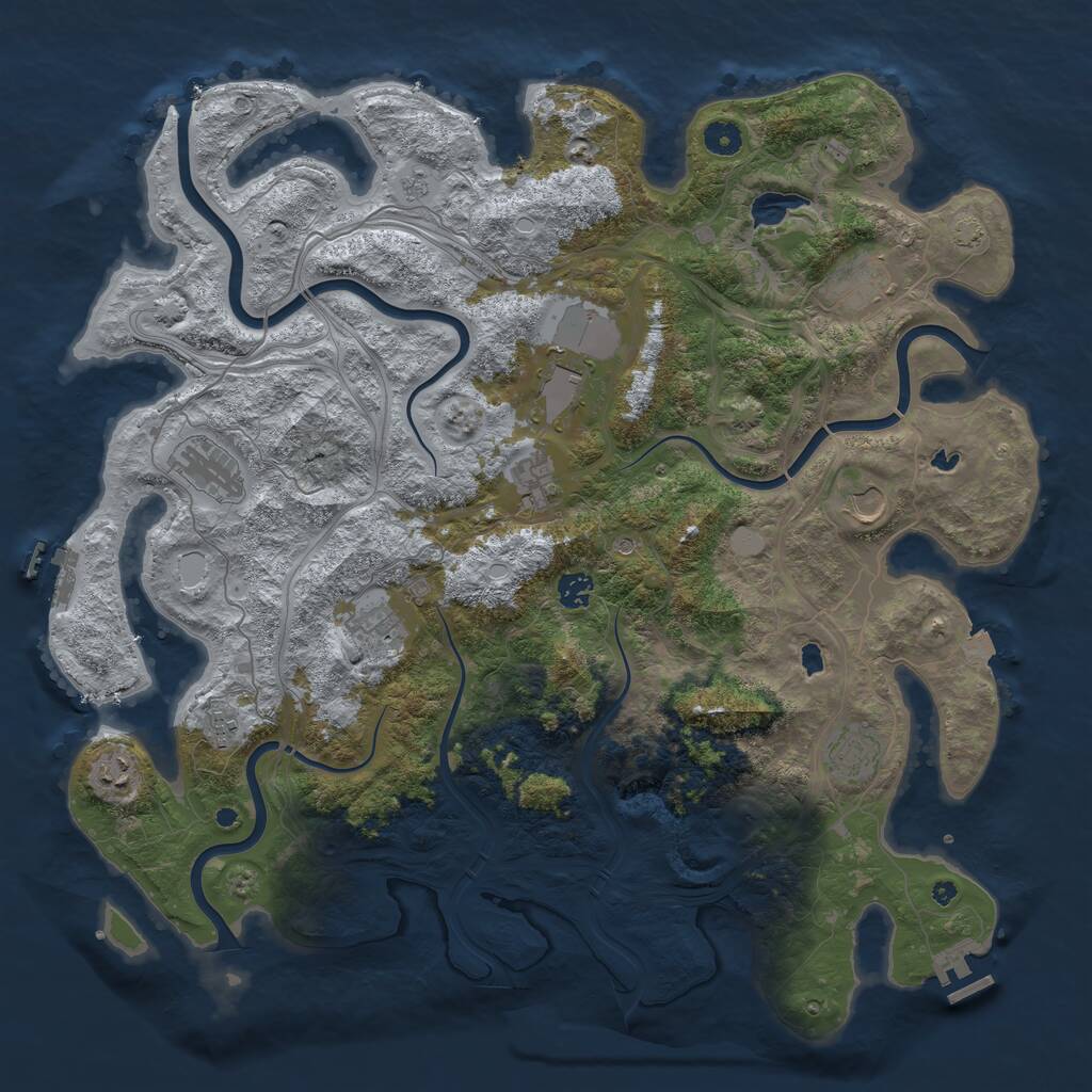 Rust Map: Procedural Map, Size: 4500, Seed: 1857838888, 16 Monuments