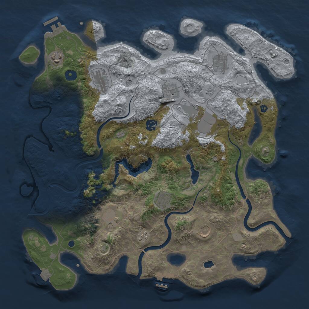 Rust Map: Procedural Map, Size: 4000, Seed: 39319921, 16 Monuments