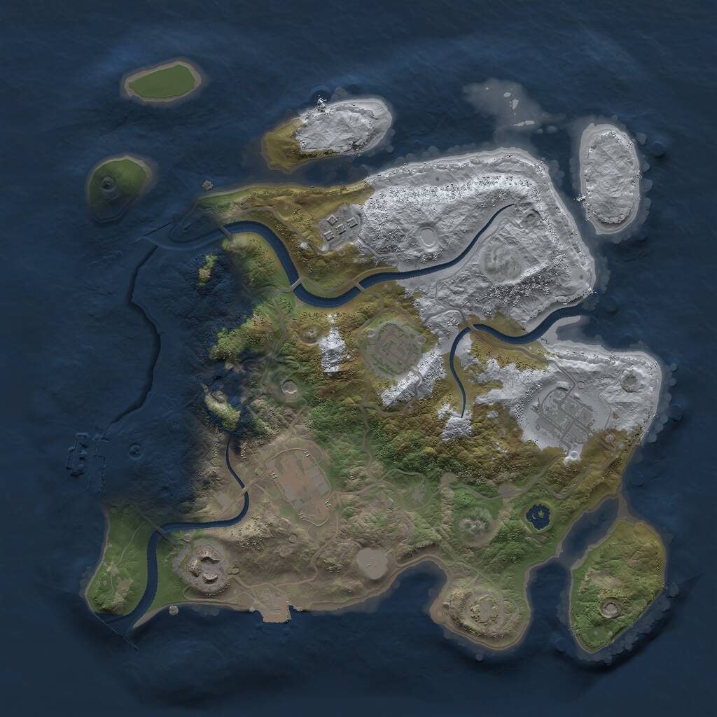 Rust Map: Procedural Map, Size: 3000, Seed: 1801501114, 9 Monuments