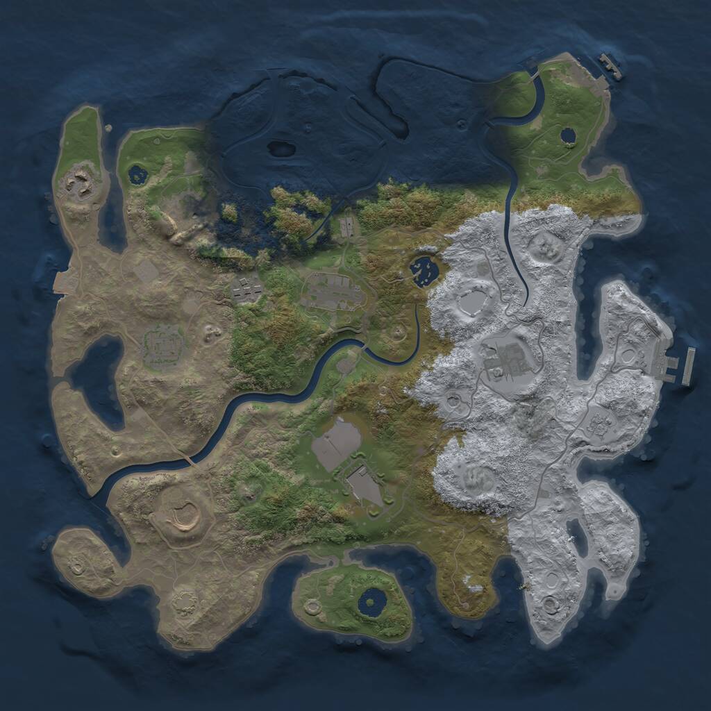 Rust Map: Procedural Map, Size: 3750, Seed: 668159548, 15 Monuments