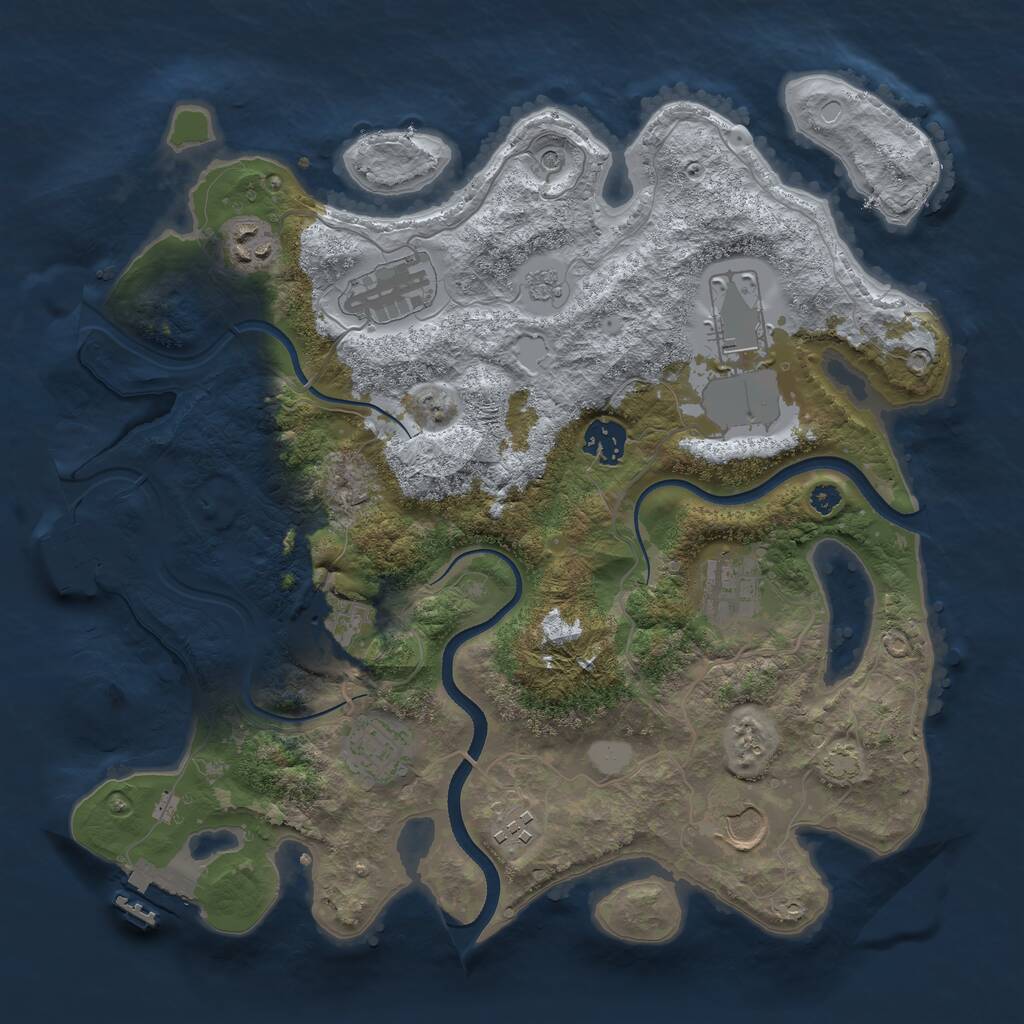 Rust Map: Procedural Map, Size: 3500, Seed: 1130654166, 15 Monuments