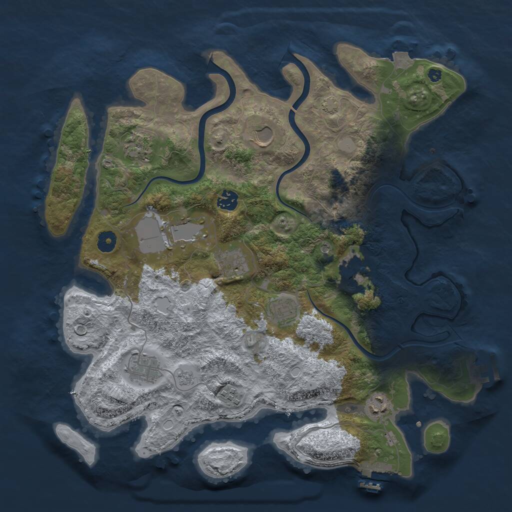 Rust Map: Procedural Map, Size: 3750, Seed: 836148800, 16 Monuments