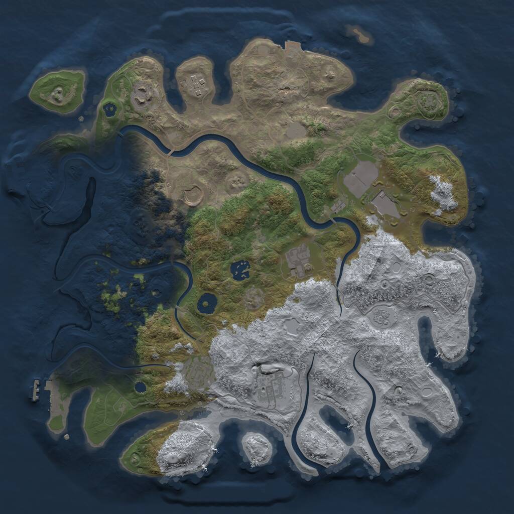 Rust Map: Procedural Map, Size: 3750, Seed: 1854028544, 14 Monuments