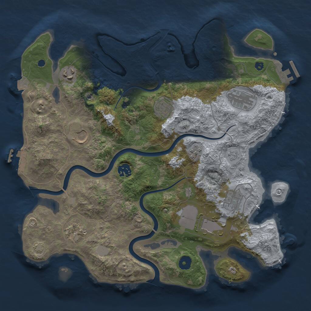 Rust Map: Procedural Map, Size: 3500, Seed: 793337632, 15 Monuments