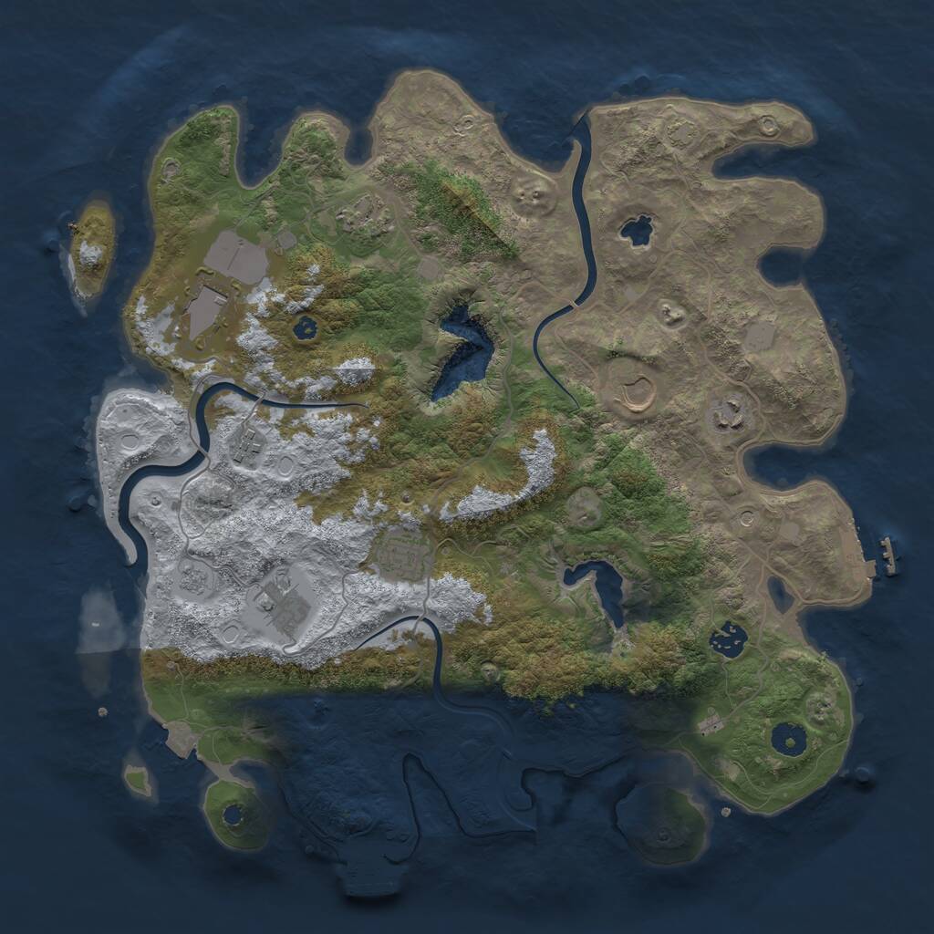 Rust Map: Procedural Map, Size: 4000, Seed: 847109011, 14 Monuments