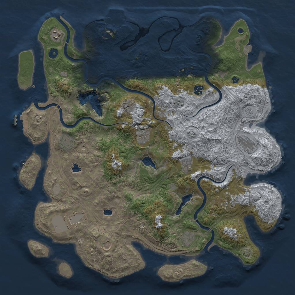 Rust Map: Procedural Map, Size: 4500, Seed: 608295660, 17 Monuments