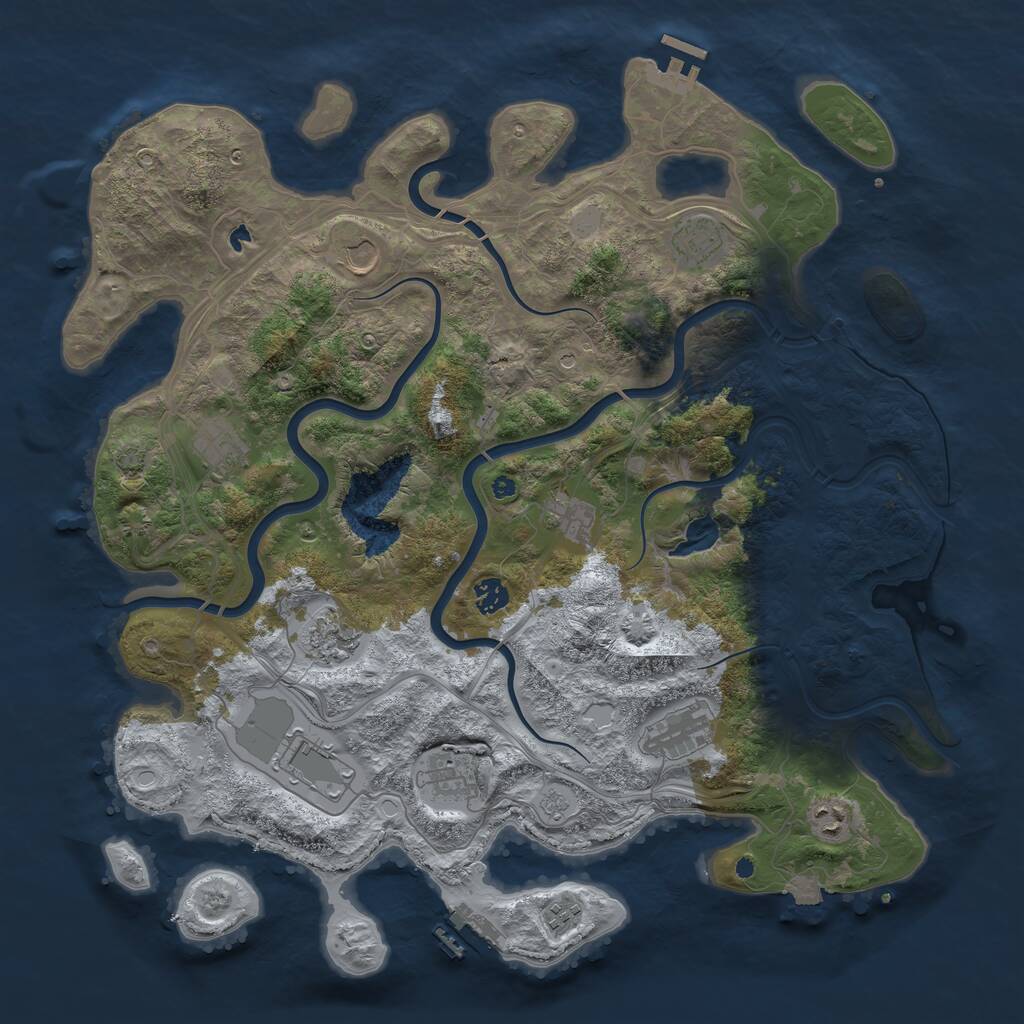 Rust Map: Procedural Map, Size: 4400, Seed: 1157656037, 17 Monuments