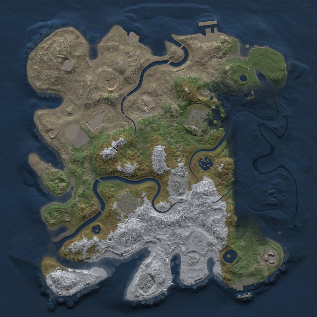 Rust Map: Procedural Map, Size: 3500, Seed: 347740750, 13 Monuments