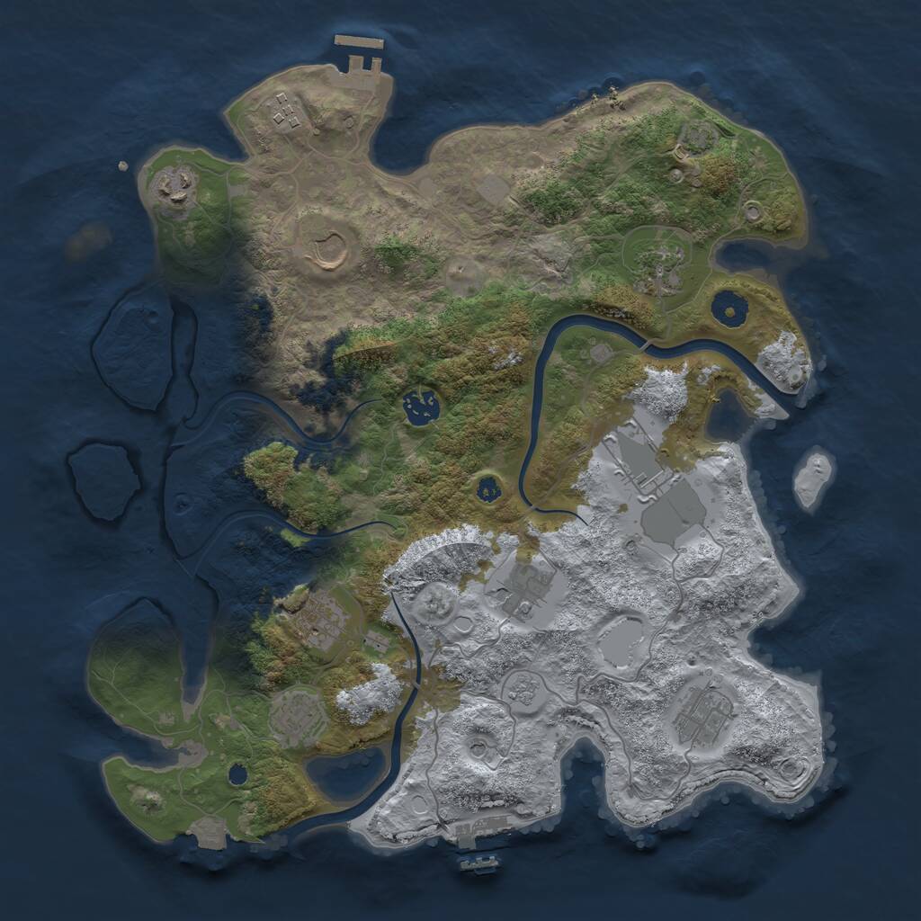 Rust Map: Procedural Map, Size: 3800, Seed: 330062851, 16 Monuments