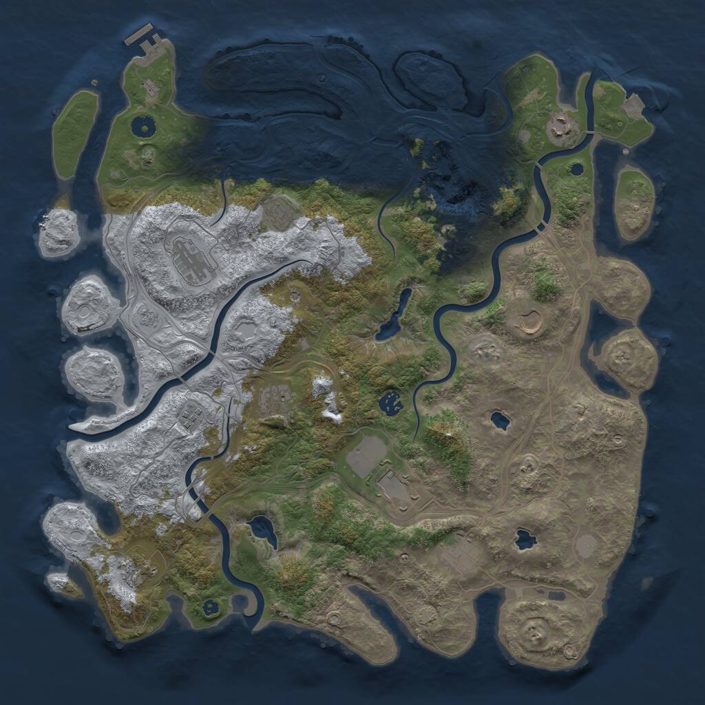 Rust Map: Procedural Map, Size: 4500, Seed: 1110460793, 15 Monuments