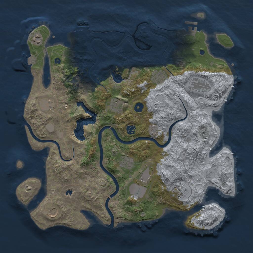 Rust Map: Procedural Map, Size: 4000, Seed: 89346548, 17 Monuments