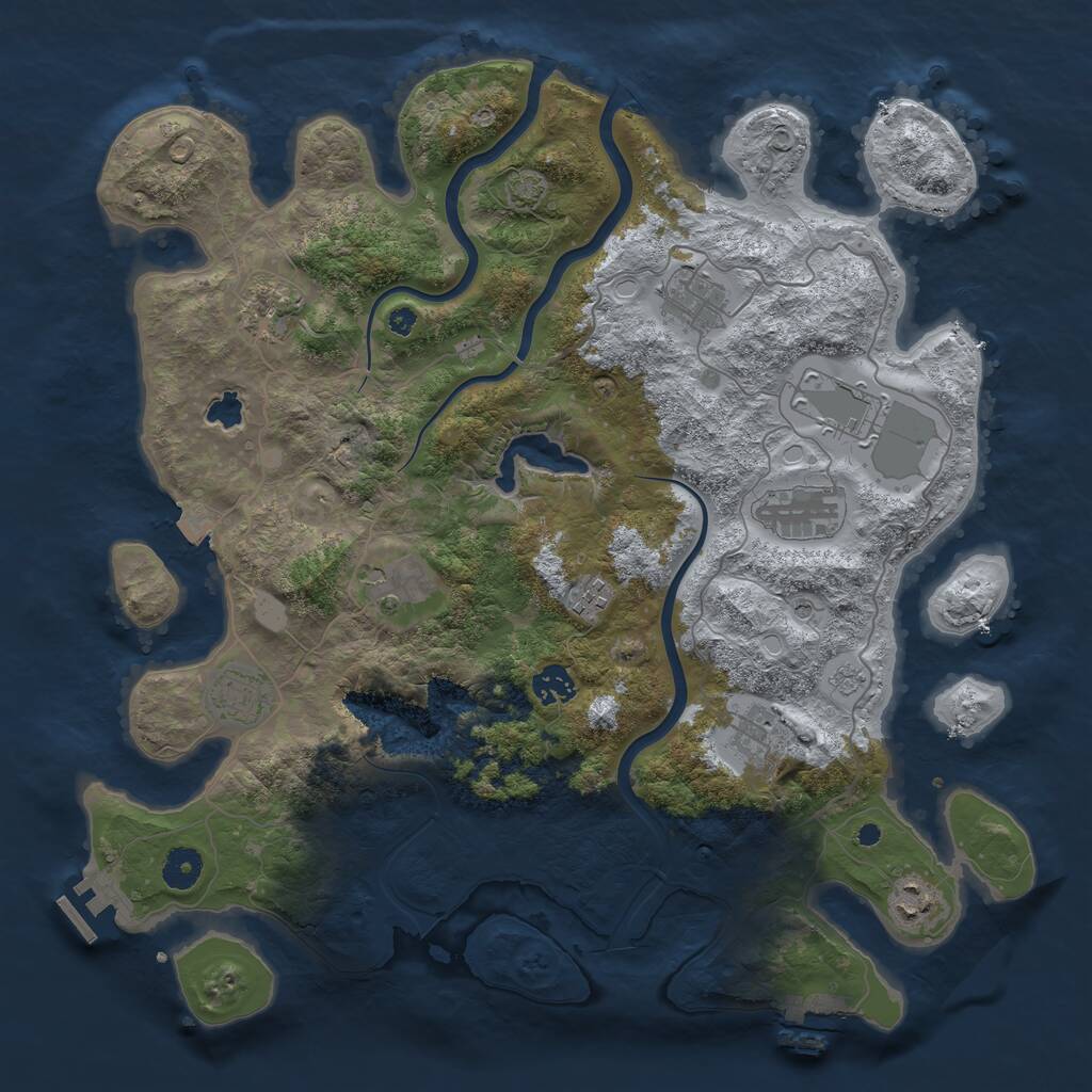 Rust Map: Procedural Map, Size: 4000, Seed: 715151487, 16 Monuments
