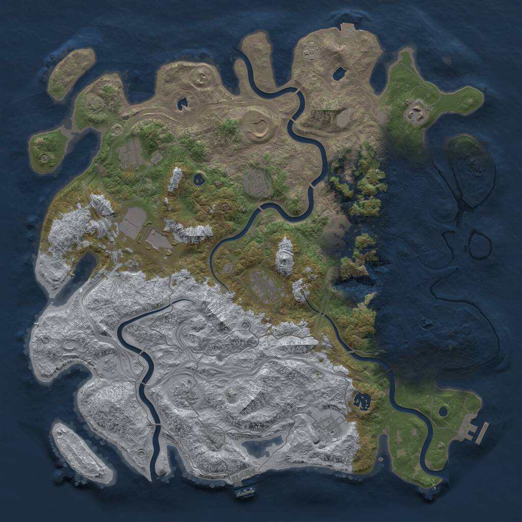 Rust Map: Procedural Map, Size: 4500, Seed: 1889795671, 17 Monuments