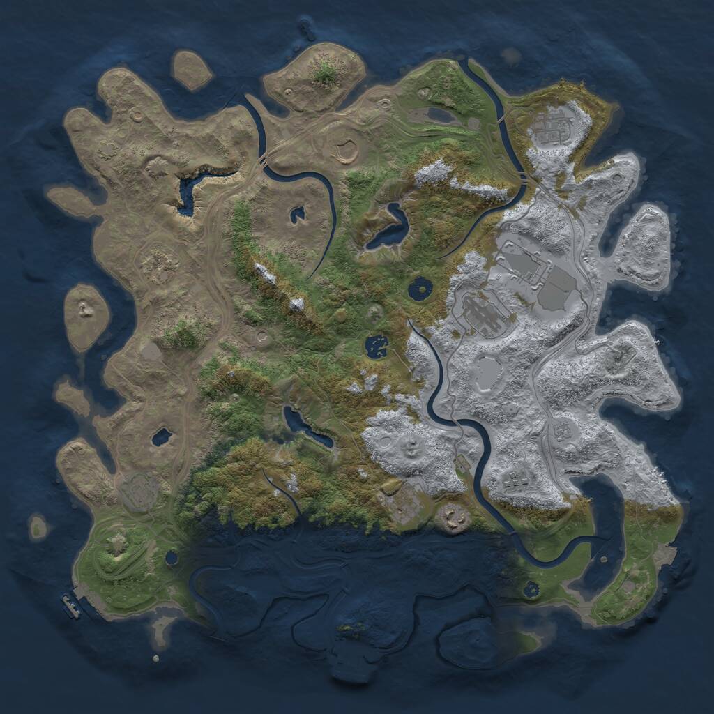 Rust Map: Procedural Map, Size: 4500, Seed: 1516838408, 16 Monuments