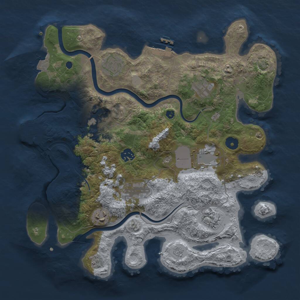 Rust Map: Procedural Map, Size: 3500, Seed: 987453, 15 Monuments