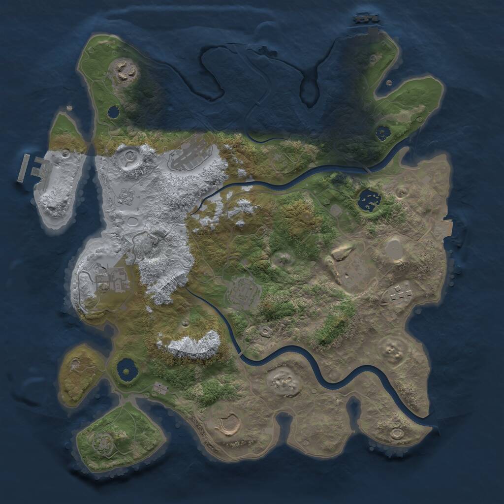Rust Map: Procedural Map, Size: 3500, Seed: 1641485118, 14 Monuments