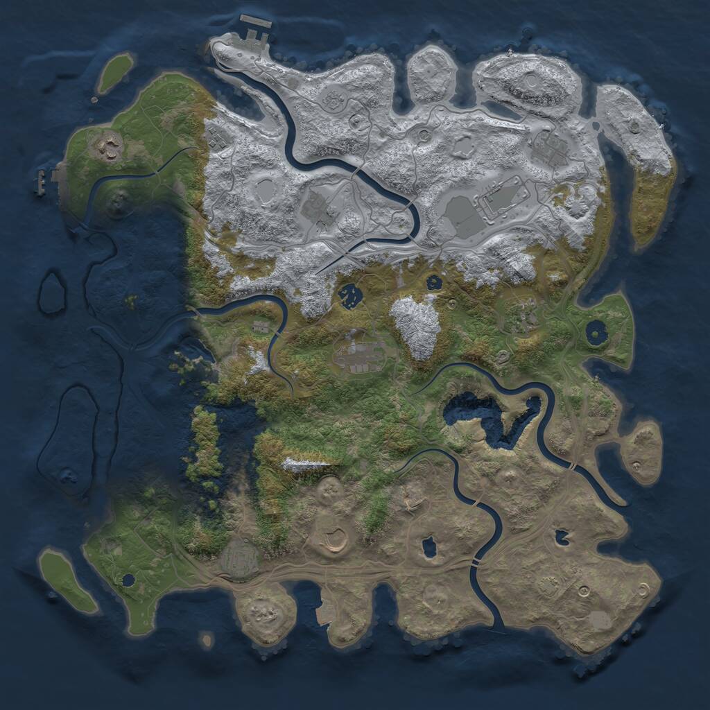 Rust Map: Procedural Map, Size: 4500, Seed: 1316906655, 16 Monuments