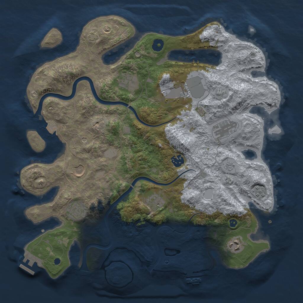 Rust Map: Procedural Map, Size: 3750, Seed: 460897762, 15 Monuments